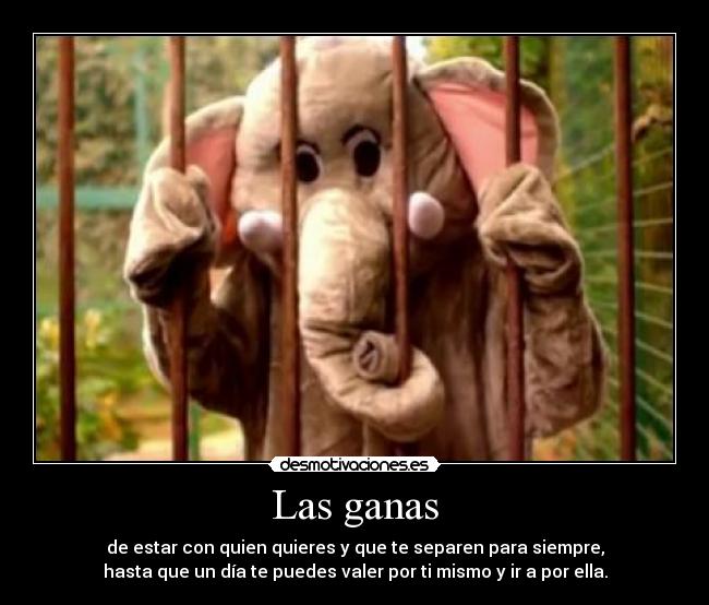 Las ganas - de estar con quien quieres y que te separen para siempre,
hasta que un día te puedes valer por ti mismo y ir a por ella.