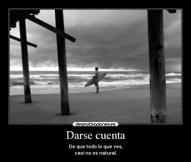 Darse cuenta - De que todo lo que ves,
casi no es natural.