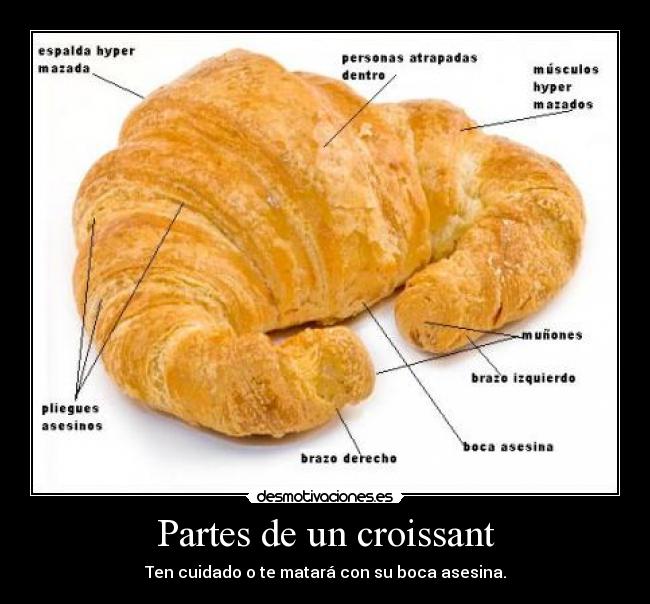 Partes de un croissant - Ten cuidado o te matará con su boca asesina.