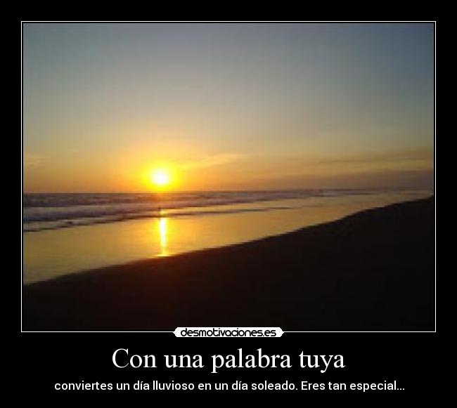 Con una palabra tuya - conviertes un día lluvioso en un día soleado. Eres tan especial...
