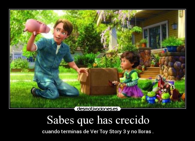 Sabes que has crecido - cuando terminas de Ver Toy Story 3 y no lloras .