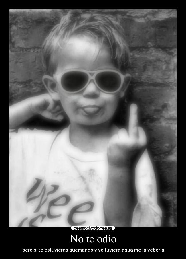 No te odio - pero si te estuvieras quemando y yo tuviera agua me la veberia
