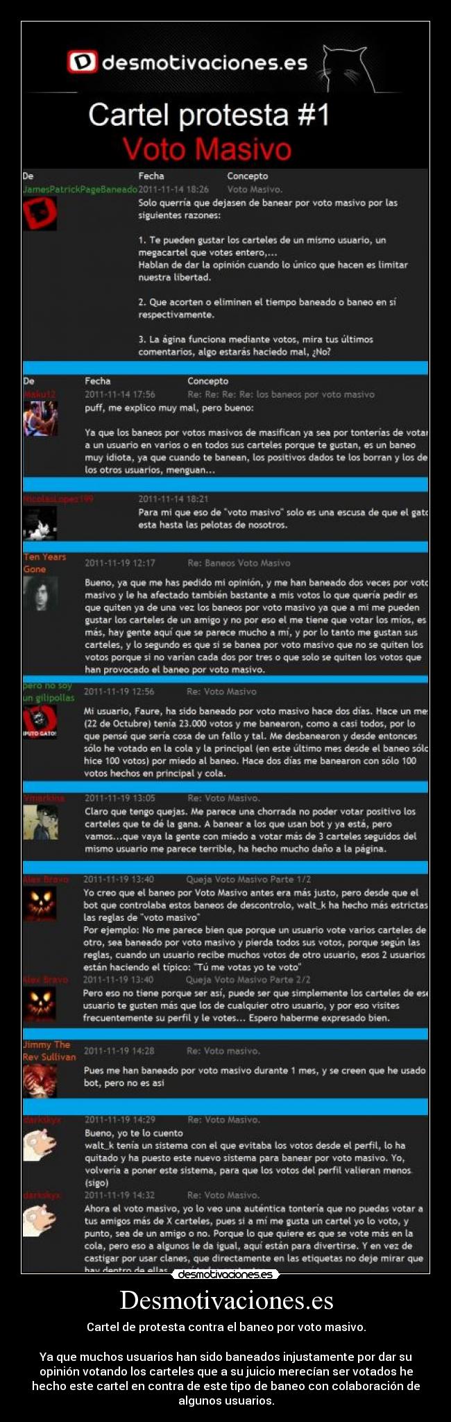carteles desmotvaciones cartel protesta voto masivo gracias todos los que han colaborado conmigo desmotivaciones
