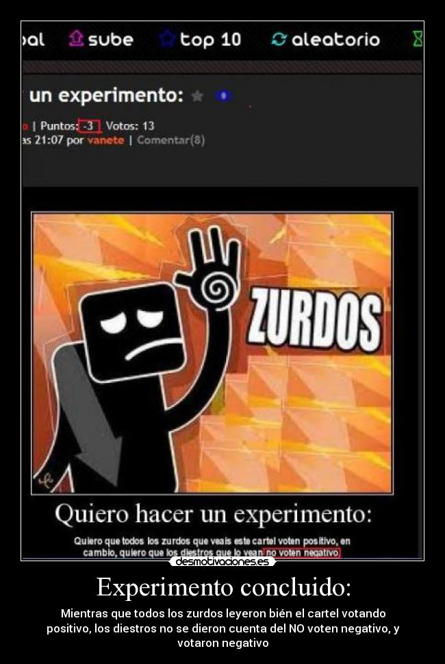 Experimento concluido: -