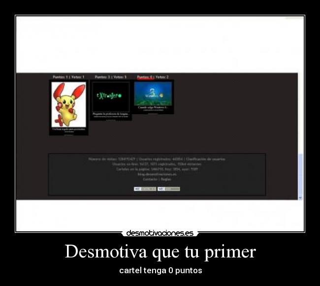 Desmotiva que tu primer - cartel tenga 0 puntos