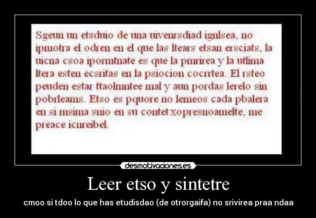 Leer etso y sintetre - cmoo si tdoo lo que has etudisdao (de otrorgaifa) no srivirea praa ndaa