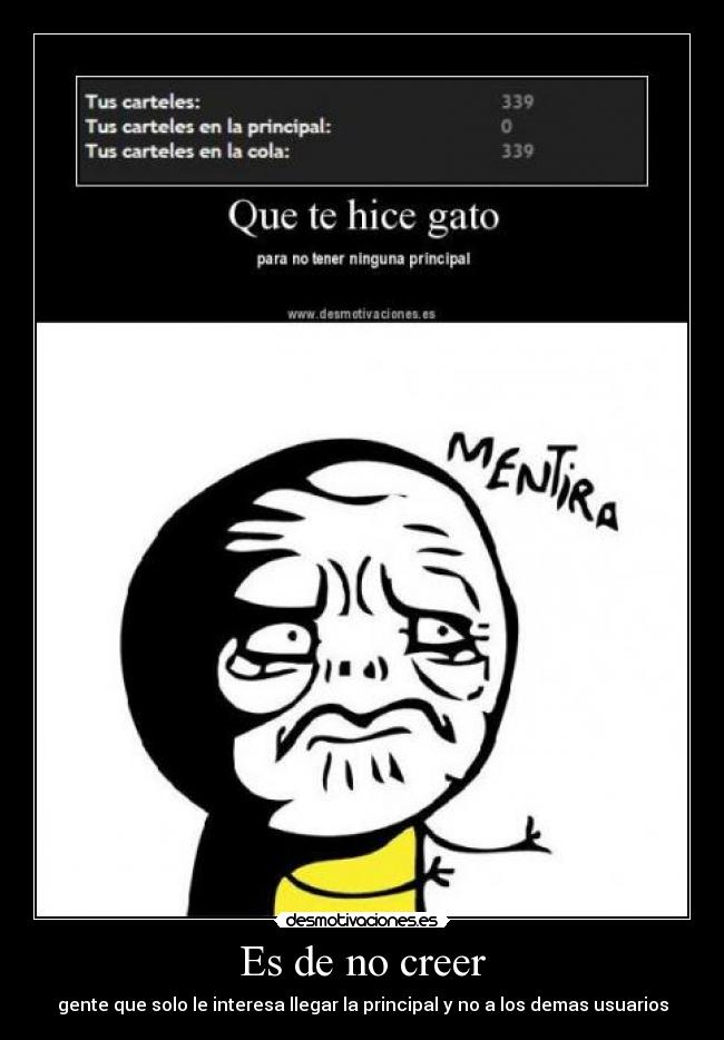 Es de no creer - gente que solo le interesa llegar la principal y no a los demas usuarios