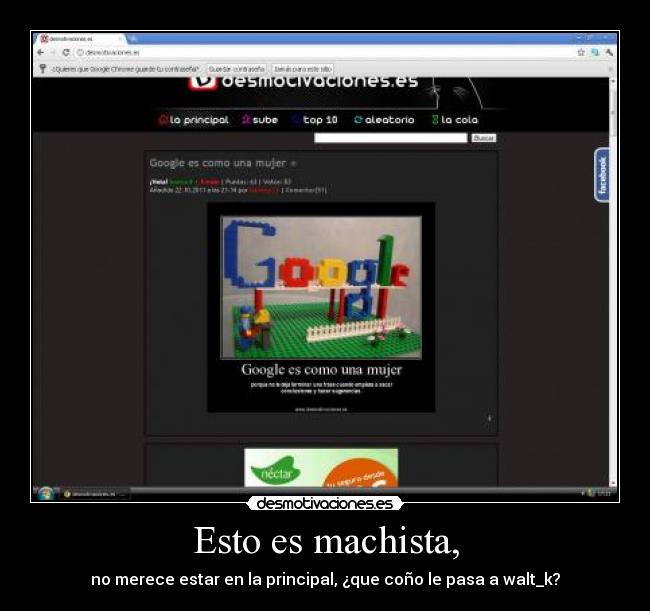 Esto es machista, - no merece estar en la principal, ¿que coño le pasa a walt_k?