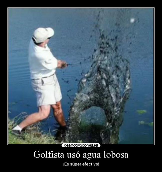 Golfista usó agua lobosa - ¡Es súper efectivo!