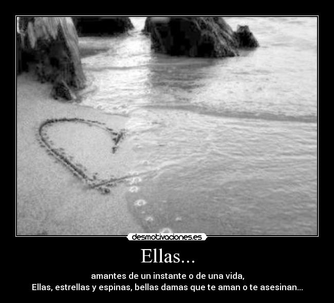 Ellas... - amantes de un instante o de una vida,
Ellas, estrellas y espinas, bellas damas que te aman o te asesinan...