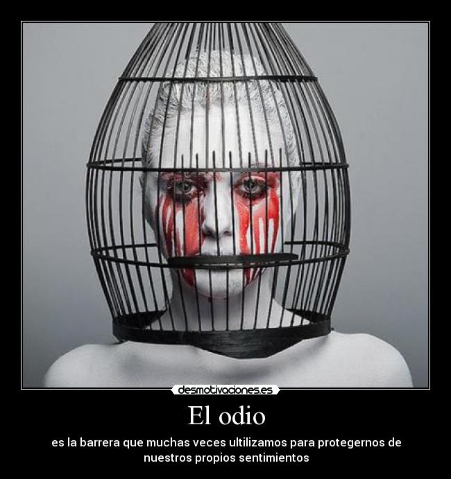 El odio - es la barrera que muchas veces ultilizamos para protegernos de
nuestros propios sentimientos