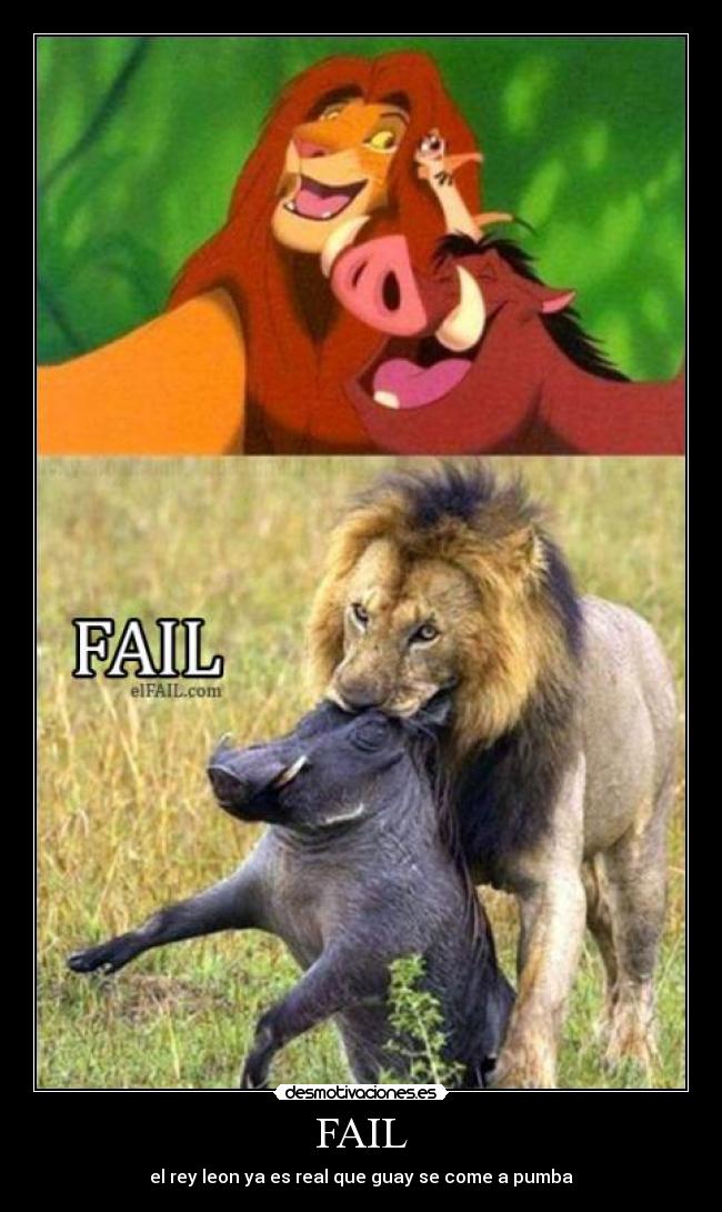 FAIL - el rey leon ya es real que guay se come a pumba
