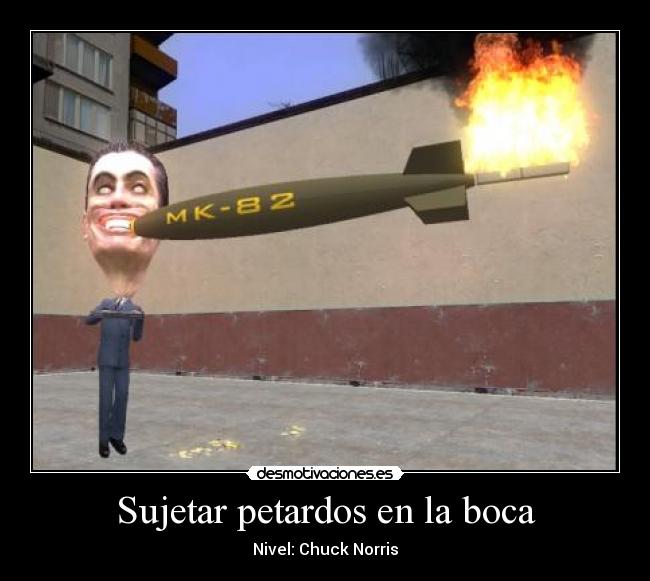 Sujetar petardos en la boca -