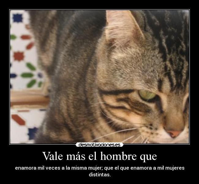 Vale más el hombre que - enamora mil veces a la misma mujer; que el que enamora a mil mujeres distintas.
