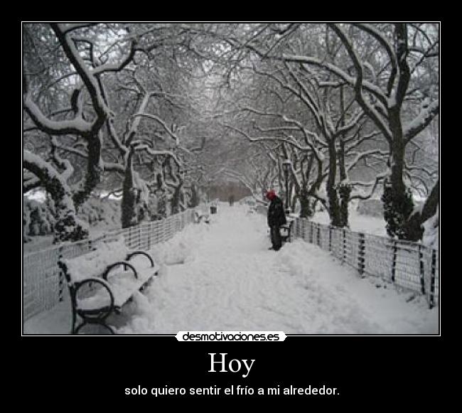 Hoy - solo quiero sentir el frío a mi alrededor.