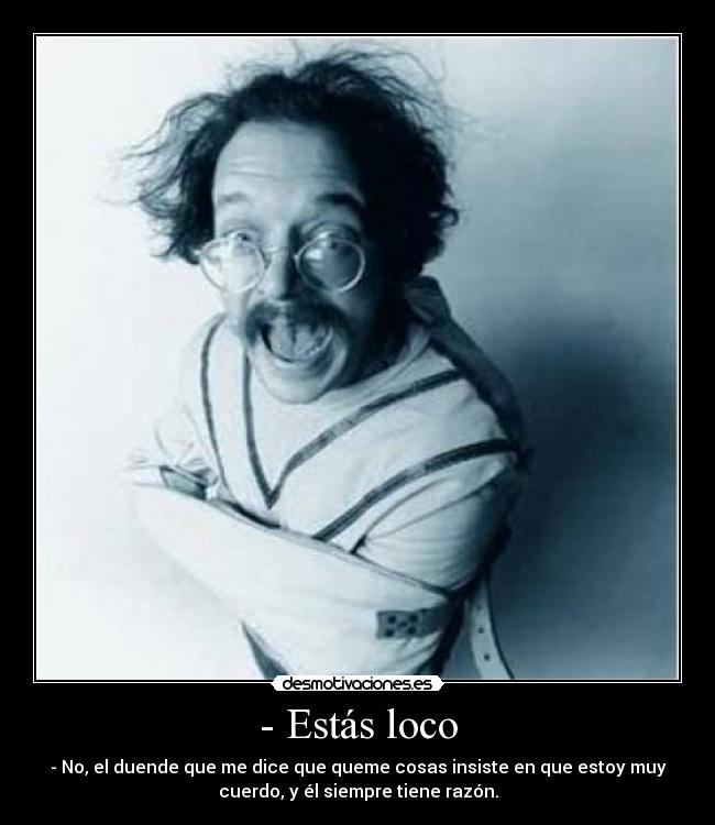 - Estás loco - - No, el duende que me dice que queme cosas insiste en que estoy muy
cuerdo, y él siempre tiene razón.