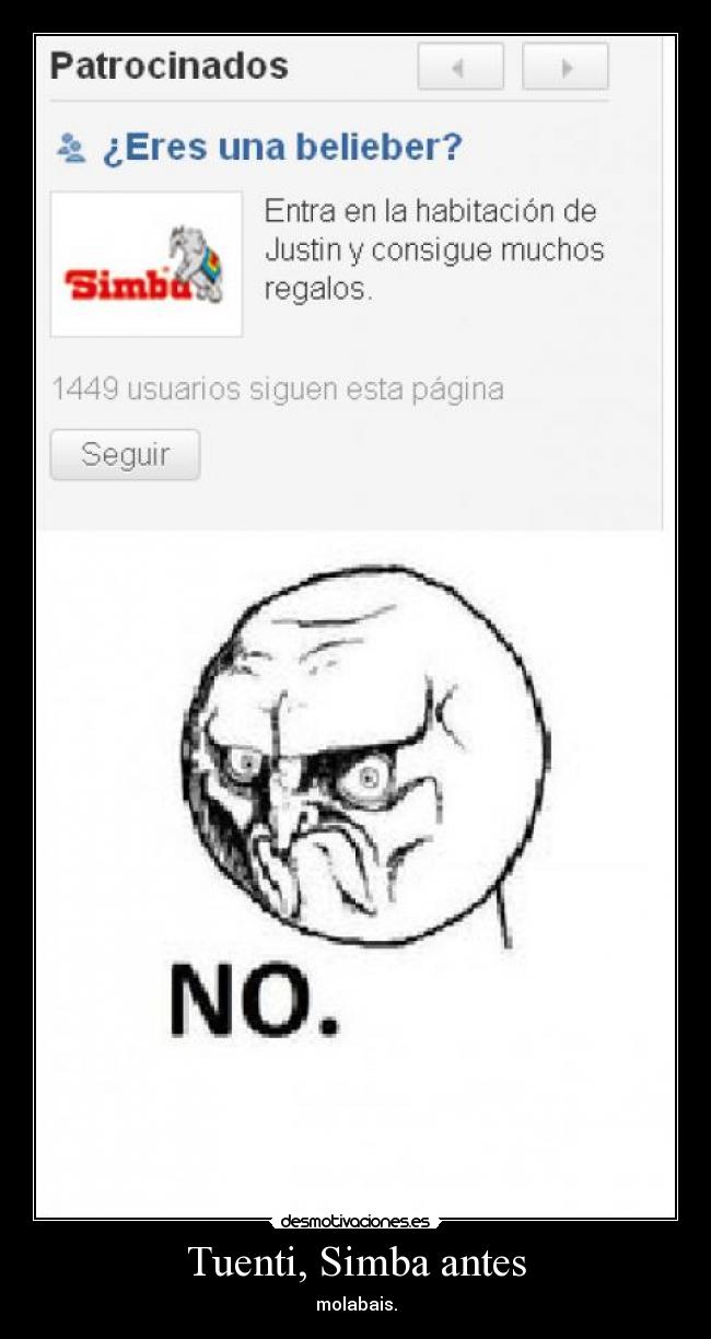 Tuenti, Simba antes - molabais.