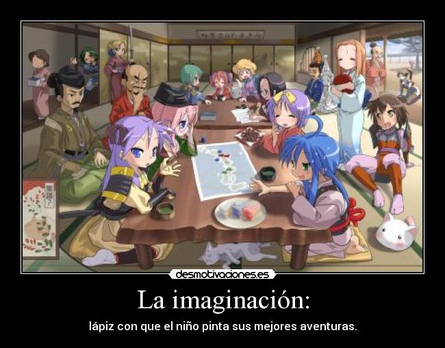 carteles imaginacion lucky star konata izumi imaginacion reflexion amigo amistad anime otaku desmotivaciones