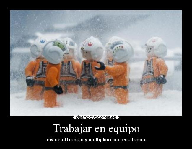 carteles lego trabajo equipo desmotivaciones