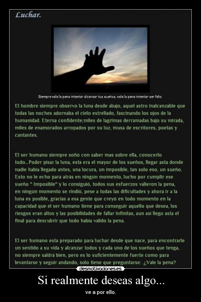 Si realmente deseas algo... - ve a por ello.