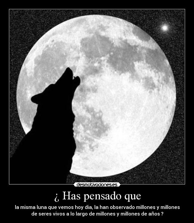 ¿ Has pensado que - la misma luna que vemos hoy dia, la han observado millones y millones
de seres vivos a lo largo de millones y millones de años ?