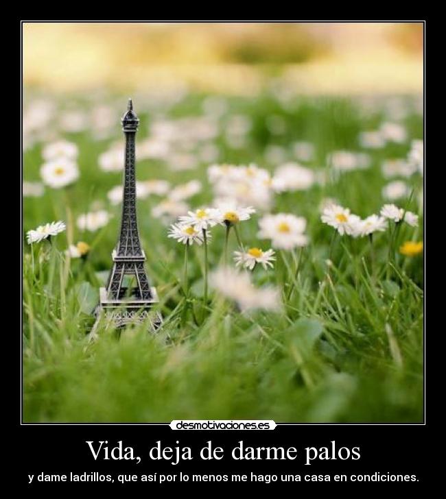 Vida, deja de darme palos - y dame ladrillos, que así por lo menos me hago una casa en condiciones.