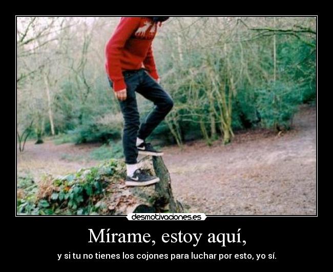 Mírame, estoy aquí, - y si tu no tienes los cojones para luchar por esto, yo sí.