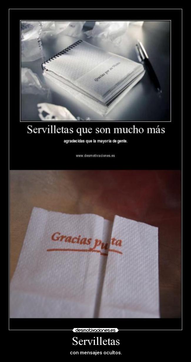 Servilletas - con mensajes ocultos.