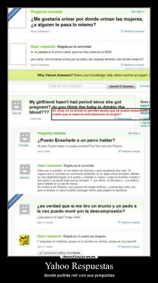 Yahoo Respuestas - donde podrás reír con sus preguntas