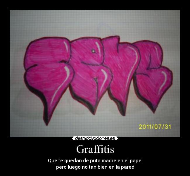 Graffitis - Que te quedan de puta madre en el papel
pero luego no tan bien en la pared