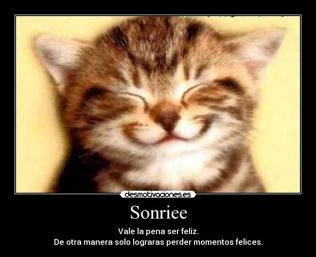 Sonriee - Vale la pena ser feliz.
De otra manera solo lograras perder momentos felices.