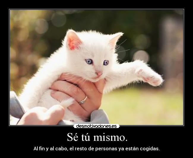 Sé tú mismo. - Al fin y al cabo, el resto de personas ya están cogidas.