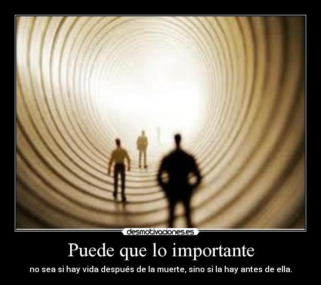 Puede que lo importante - no sea si hay vida después de la muerte, sino si la hay antes de ella.