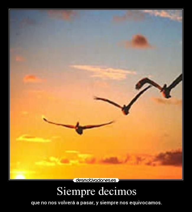 Siempre decimos - que no nos volverá a pasar, y siempre nos equivocamos.