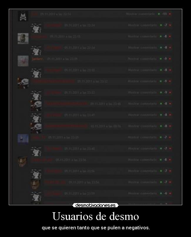 Usuarios de desmo - que se quieren tanto que se pulen a negativos.
