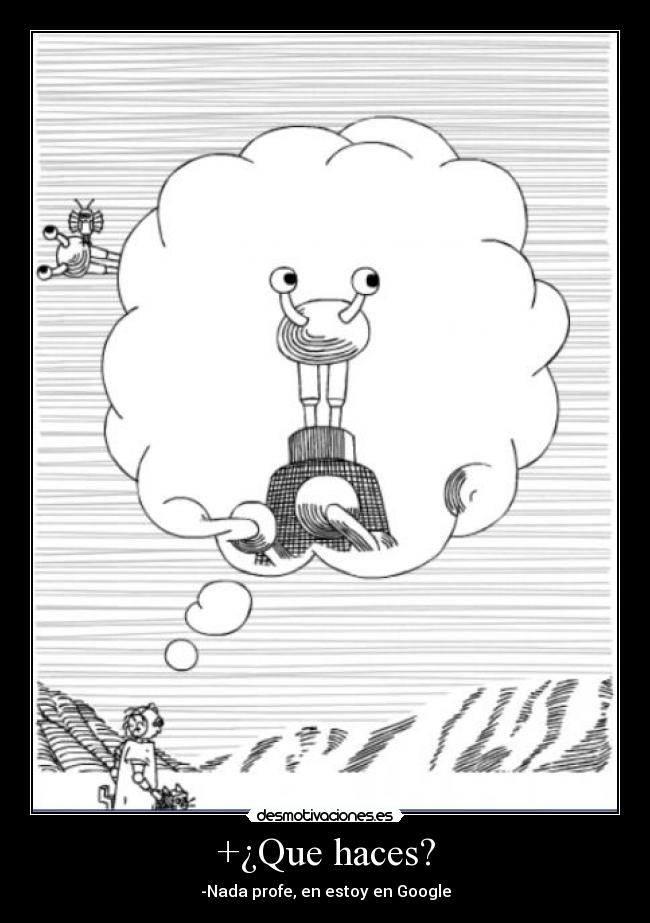 +¿Que haces? - -Nada profe, en estoy en Google