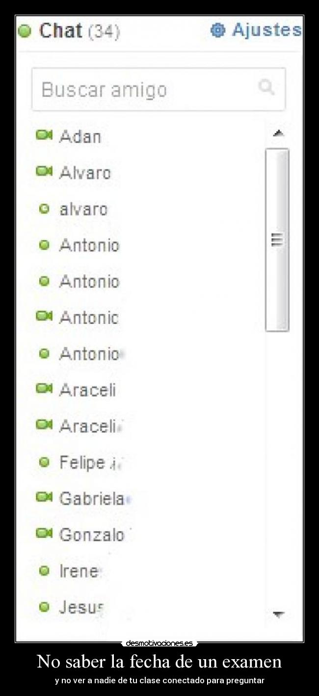No saber la fecha de un examen -
