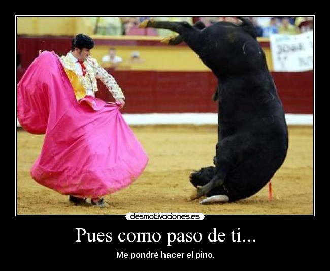 Pues como paso de ti... - Me pondré hacer el pino.