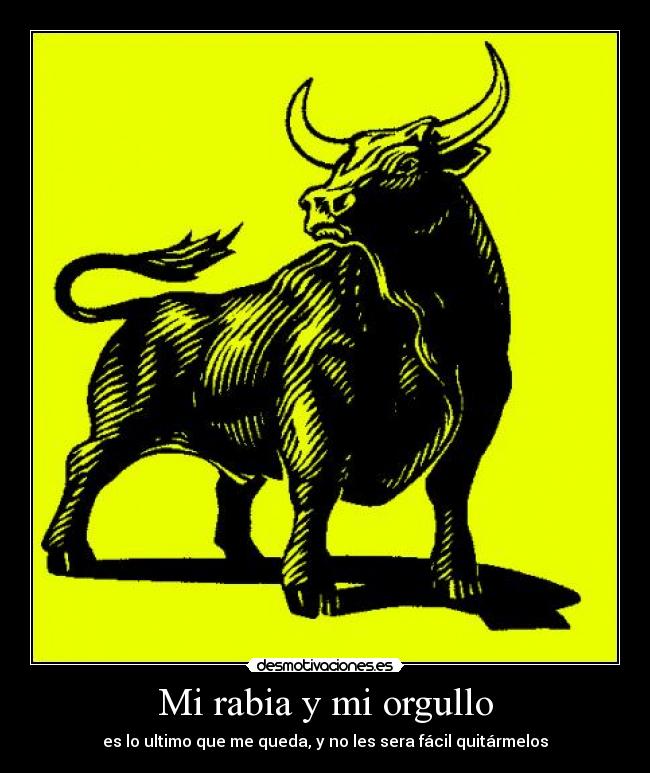 Mi rabia y mi orgullo - es lo ultimo que me queda, y no les sera fácil quitármelos