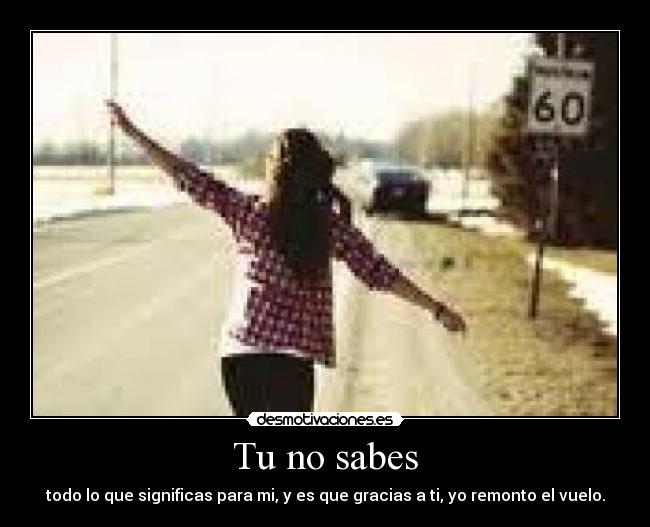 Tu no sabes - todo lo que significas para mi, y es que gracias a ti, yo remonto el vuelo.