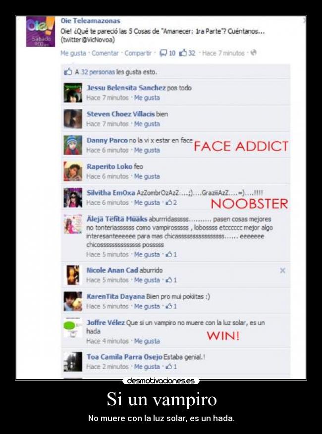 carteles twilight amanecer hada vampiro noobster face addict win desmotivaciones