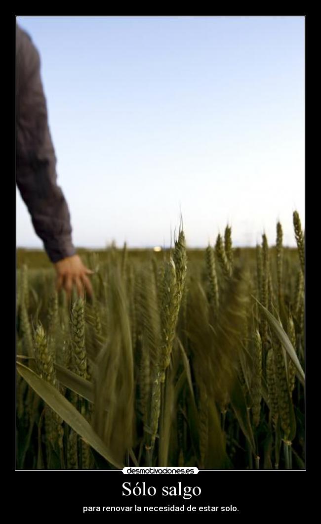 Sólo salgo - para renovar la necesidad de estar solo.