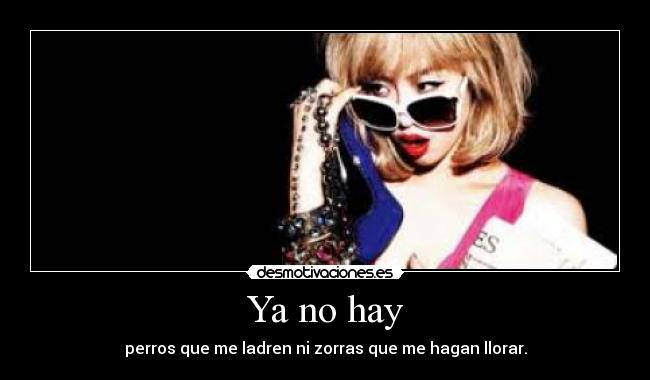 Ya no hay - perros que me ladren ni zorras que me hagan llorar.