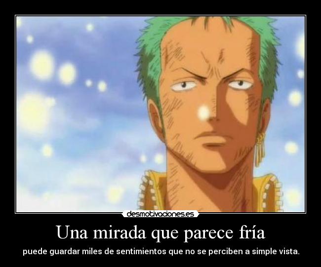 Una mirada que parece fría - puede guardar miles de sentimientos que no se perciben a simple vista.