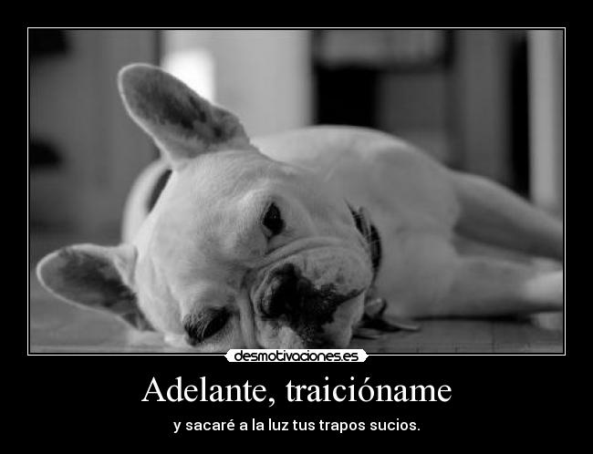 Adelante, traicióname - y sacaré a la luz tus trapos sucios.