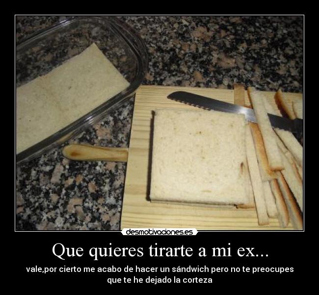 Que quieres tirarte a mi ex... -