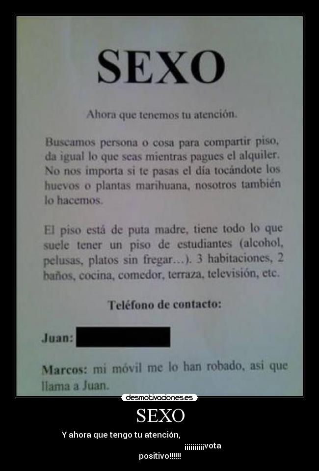 SEXO - Y ahora que tengo tu atención,
¡¡¡¡¡¡¡¡¡¡vota
positivo!!!!!!