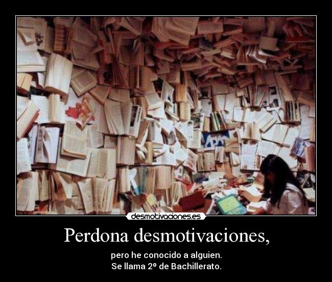 Perdona desmotivaciones, - pero he conocido a alguien.
Se llama 2º de Bachillerato.