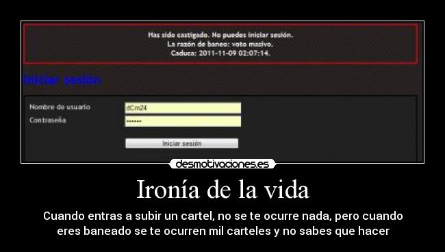 Ironía de la vida -