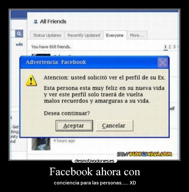 Facebook ahora con - conciencia para las personas...... XD